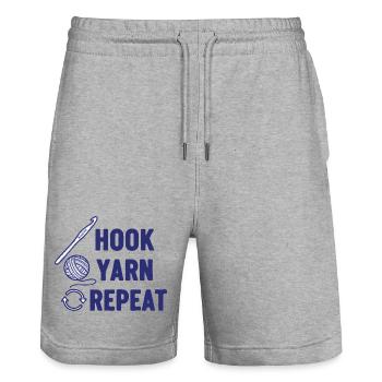 Hakelgarn wiederholt lustige Häkelliebhaber Mütter - Stanley/Stella Unisex Bio Joggingshorts Trainer  - Grau meliert - Vorne - Nik (191cm) & Marisol (170cm)