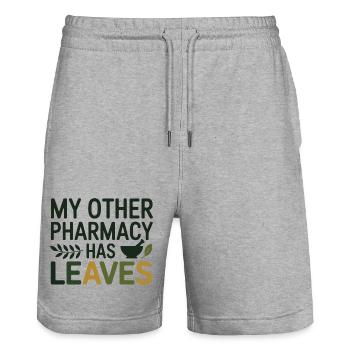 Herbalist My Other Pharmacy Has Leaves Profession - Stanley/Stella Trainer Unisex Organic Jogging Shorts - heather grey - Front - Nik (191cm) & Marisol (170cm)