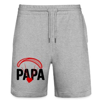 Papa Parapente, Parapente avec le cœur - Short de jogging bio TRAINER Stanley/Stella unisexe - gris chiné - Devant - Nik (191cm) & Marisol (170cm)