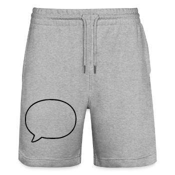 Sprechblase Comic selbst gestalten personalisieren - Stanley/Stella Unisex Bio Joggingshorts Trainer  - Grau meliert - Vorne - Nik (191cm) & Marisol (170cm)