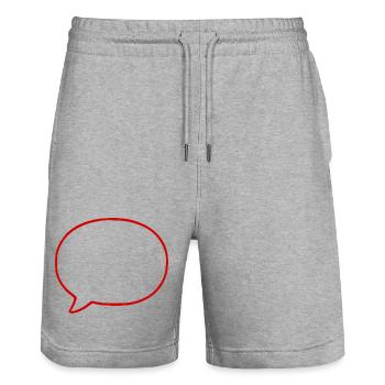 Personalize your own speech bubble comic - Stanley/Stella Trainer Unisex Organic Jogging Shorts - heather grey - Front - Nik (191cm) & Marisol (170cm)