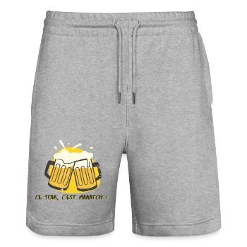 Football tonight it's a match with beers - Stanley/Stella Trainer Unisex Organic Jogging Shorts - heather grey - Front - Nik (191cm) & Marisol (170cm)