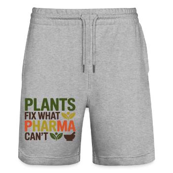Kräuterkundige Pflanzen beheben, was Pharma nicht beschaffen kann - Stanley/Stella Unisex Bio Joggingshorts Trainer  - Grau meliert - Vorne - Nik (191cm) & Marisol (170cm)