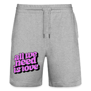 L’amour suffit : faute de frappe rétro sur l’amour - Short de jogging bio TRAINER Stanley/Stella unisexe - gris chiné - Devant - Nik (191cm) & Marisol (170cm)