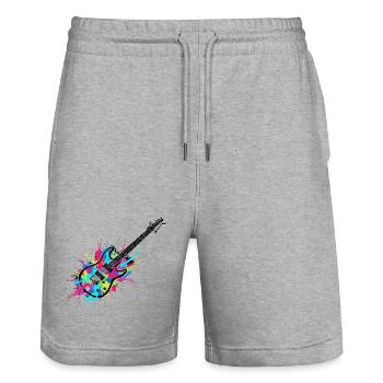 E-Gitarre Bunt Musik Rock Splash - Stanley/Stella Unisex Bio Joggingshorts Trainer  - Grau meliert - Vorne - Nik (191cm) & Marisol (170cm)