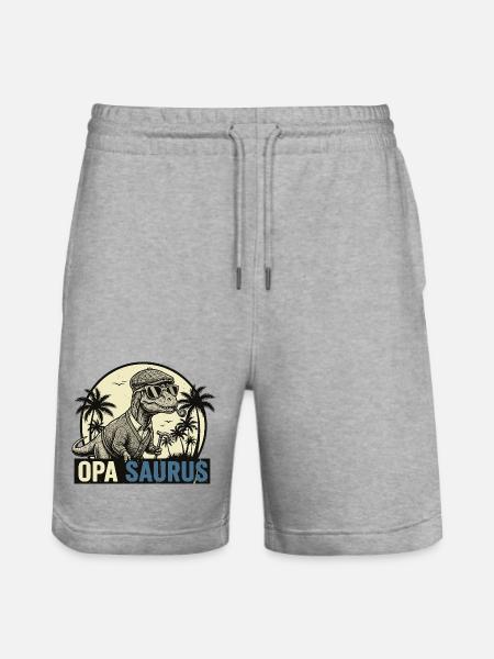 Opasaurus Rex – Funny Grandpa Dinosaur Gift - Stanley/Stella Trainer Unisex Organic Jogging Shorts - heather grey