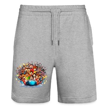 Jubelnde Massen auf Boot - Stanley/Stella Unisex Bio Joggingshorts Trainer  - Grau meliert - Vorne - Nik (191cm) & Marisol (170cm)