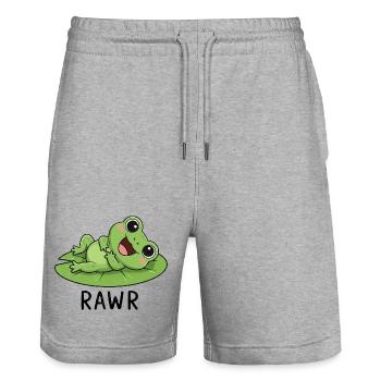 Süßer Cartoonfrosch mit Seerose Lachen Freude - Stanley/Stella Unisex Bio Joggingshorts Trainer  - Grau meliert - Vorne - Nik (191cm) & Marisol (170cm)