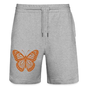 Schmetterling - Stanley/Stella Unisex Bio Joggingshorts Trainer  - Grau meliert - Vorne - Nik (191cm) & Marisol (170cm)