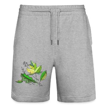 leaves - Stanley/Stella Trainer Unisex Organic Jogging Shorts - heather grey - Front - Nik (191cm) & Marisol (170cm)