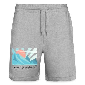 On regarde la piste - Short de jogging bio TRAINER Stanley/Stella unisexe - gris chiné - Devant - Nik (191cm) & Marisol (170cm)