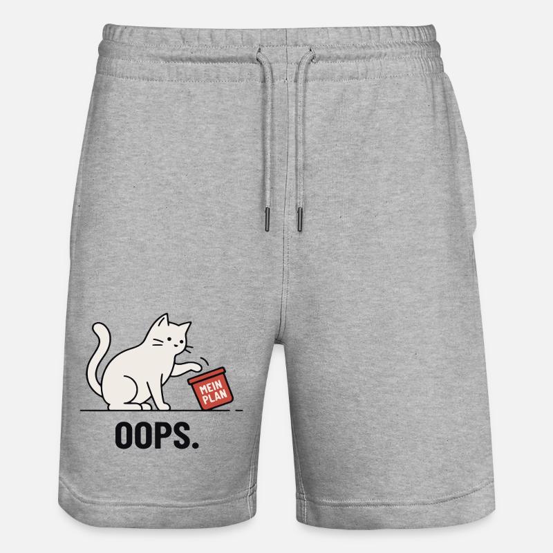 Mon plan... Oups – Chat drôle - Short de jogging bio TRAINER Stanley/Stella unisexe - gris chiné