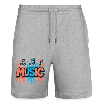 Colorful Music Pop Music Notes - Stanley/Stella Trainer Unisex Organic Jogging Shorts - heather grey - Front - Nik (191cm) & Marisol (170cm)