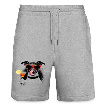 Cool Dog – Popart Halftone with Cocktail - Stanley/Stella Trainer Unisex Organic Jogging Shorts - heather grey - Front - Nik (191cm) & Marisol (170cm)