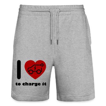 Cœur et amour des voitures électriques - Short de jogging bio TRAINER Stanley/Stella unisexe - gris chiné - Devant - Nik (191cm) & Marisol (170cm)