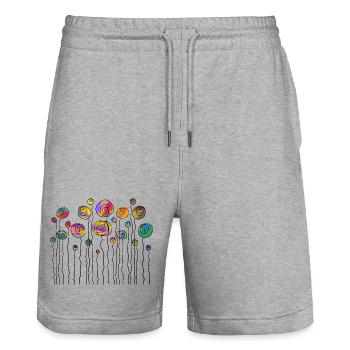 Fleur - Short de jogging bio TRAINER Stanley/Stella unisexe - gris chiné - Devant - Nik (191cm) & Marisol (170cm)