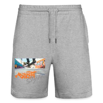 Street Style Skater - Stanley/Stella Trainer Unisex Organic Jogging Shorts - heather grey - Front - Nik (191cm) & Marisol (170cm)