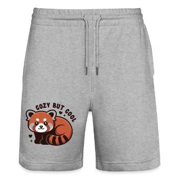 Kuscheliger Roter Panda CUTE BUT COOL - Stanley/Stella Unisex Bio Joggingshorts Trainer  - Grau meliert - Vorne - Nik (191cm) & Marisol (170cm)