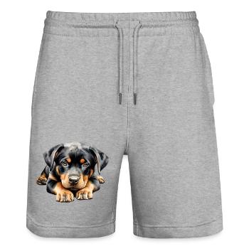 Rottweiler Puppy - Stanley/Stella Unisex Bio Joggingshorts Trainer  - Grau meliert - Vorne - Nik (191cm) & Marisol (170cm)