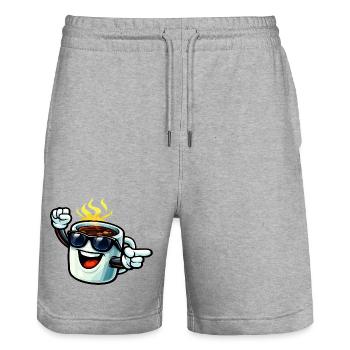 Coffee mug with sunglasses - Stanley/Stella Trainer Unisex Organic Jogging Shorts - heather grey - Front - Nik (191cm) & Marisol (170cm)