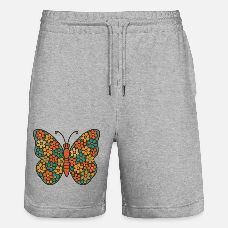 Papillon aux ailes de fleurs - Short de jogging bio TRAINER Stanley/Stella unisexe - gris chiné