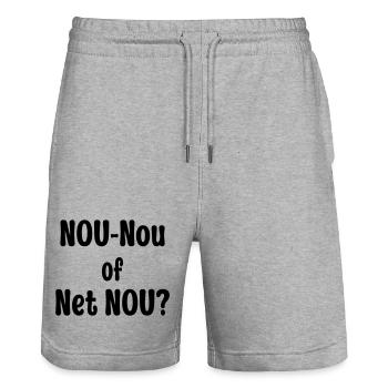 Nou-Nou of Net Nou? - Stanley/Stella Trainer Unisex Organic Jogging Shorts - heather grey - Front - Nik (191cm) & Marisol (170cm)