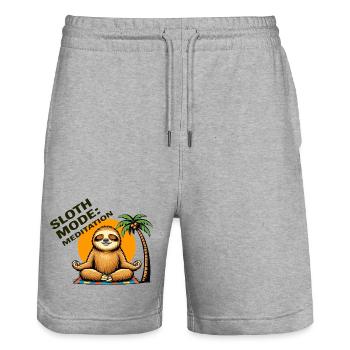 Sloth Mode Meditation - Stanley/Stella Trainer Unisex Organic Jogging Shorts - heather grey - Front - Nik (191cm) & Marisol (170cm)