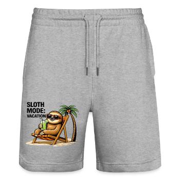 Sloth Mode Vacation - Stanley/Stella Trainer Unisex Organic Jogging Shorts - heather grey - Front - Nik (191cm) & Marisol (170cm)