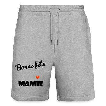HAPPY BIRTHDAY GRANDMA. GRANNY. MAMMA. GRANDMOTHER - Stanley/Stella Trainer Unisex Organic Jogging Shorts - heather grey - Front - Nik (191cm) & Marisol (170cm)
