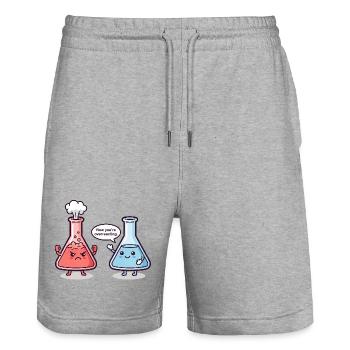Overreacting - Chemist Humor - Stanley/Stella Trainer Unisex Organic Jogging Shorts - heather grey - Front - Nik (191cm) & Marisol (170cm)