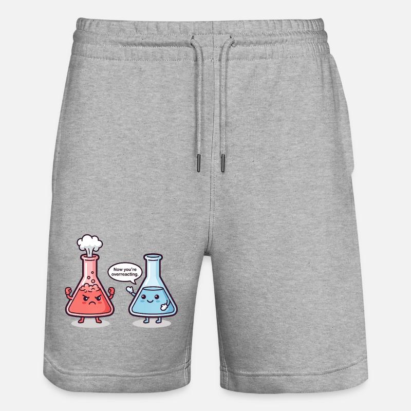 Réaction excessive - Humour de chimiste - Short de jogging bio TRAINER Stanley/Stella unisexe - gris chiné