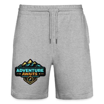 L’aventure attend la boussole du paysage montagneux - Short de jogging bio TRAINER Stanley/Stella unisexe - gris chiné - Devant - Nik (191cm) & Marisol (170cm)