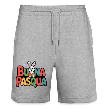 Häse frohe Ostern - Stanley/Stella Unisex Bio Joggingshorts Trainer  - Grau meliert - Vorne - Nik (191cm) & Marisol (170cm)
