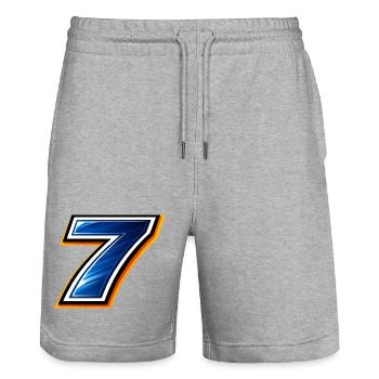 Number 7 Football Jersey Sporty Design - Stanley/Stella Trainer Unisex Organic Jogging Shorts - heather grey - Front - Nik (191cm) & Marisol (170cm)