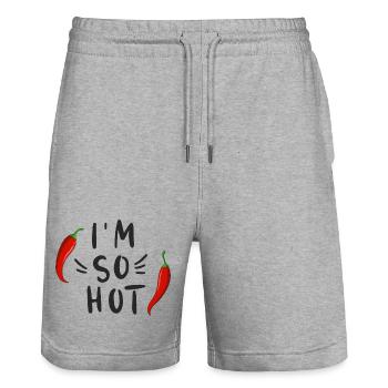Ich bin so heiß, lustiger Chili, Chili, Spicy Humor Tee - Stanley/Stella Unisex Bio Joggingshorts Trainer  - Grau meliert - Vorne - Nik (191cm) & Marisol (170cm)