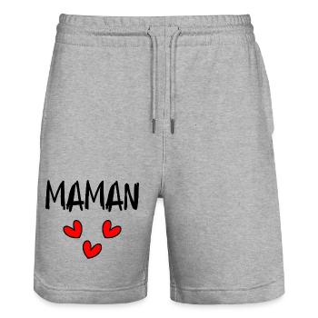 MOM. MOTHER'S DAY. HEART. FEAST. HAPPY BIRTHDAY - Stanley/Stella Trainer Unisex Organic Jogging Shorts - heather grey - Front - Nik (191cm) & Marisol (170cm)