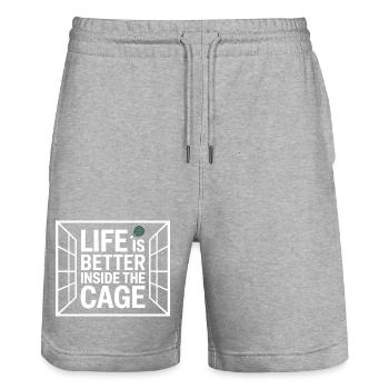 Padel Spieler Life Is Better Inside The Cage Padel - Stanley/Stella Unisex Bio Joggingshorts Trainer  - Grau meliert - Vorne - Nik (191cm) & Marisol (170cm)