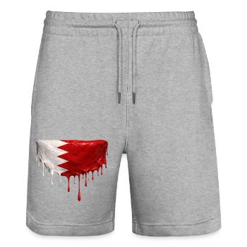 Bahrain Flagge Tropfen Kunst - Stanley/Stella Unisex Bio Joggingshorts Trainer  - Grau meliert - Vorne - Nik (191cm) & Marisol (170cm)