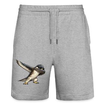 Dabbing Falke - Stanley/Stella Unisex Bio Joggingshorts Trainer  - Grau meliert - Vorne - Nik (191cm) & Marisol (170cm)