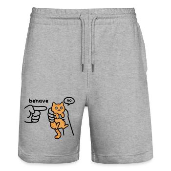 Little cat in big hands – cheeky cute - Stanley/Stella Trainer Unisex Organic Jogging Shorts - heather grey - Front - Nik (191cm) & Marisol (170cm)