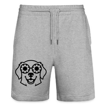 Dog Glasses Flowers Outline - Stanley/Stella Trainer Unisex Organic Jogging Shorts - heather grey - Front - Nik (191cm) & Marisol (170cm)
