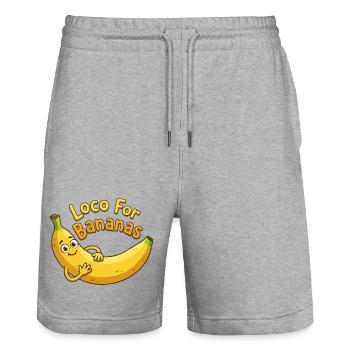 Loco For Bananas Cartoon - Stanley/Stella Unisex Bio Joggingshorts Trainer  - Grau meliert - Vorne - Nik (191cm) & Marisol (170cm)