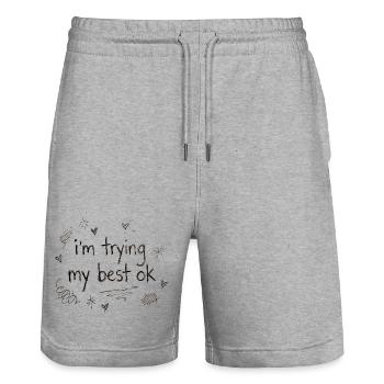 I do my best – handwriting - Stanley/Stella Trainer Unisex Organic Jogging Shorts - heather grey - Front - Nik (191cm) & Marisol (170cm)