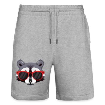 Raccoon with Cool Red Sunglasses Rocks - Stanley/Stella Trainer Unisex Organic Jogging Shorts - heather grey - Front - Nik (191cm) & Marisol (170cm)