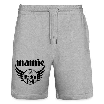 Grand-Mère Rebelle Rock and Roll - Short de jogging bio TRAINER Stanley/Stella unisexe - gris chiné - Devant - Nik (191cm) & Marisol (170cm)