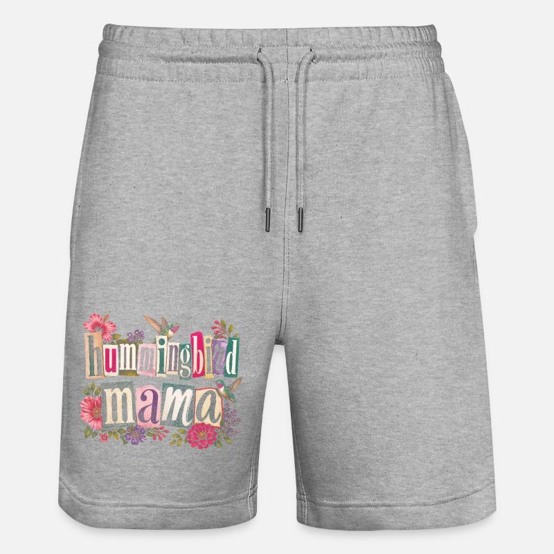 Ruby Throated Hummingbird Mama Mom - Stanley/Stella Trainer Unisex Organic Jogging Shorts - heather grey