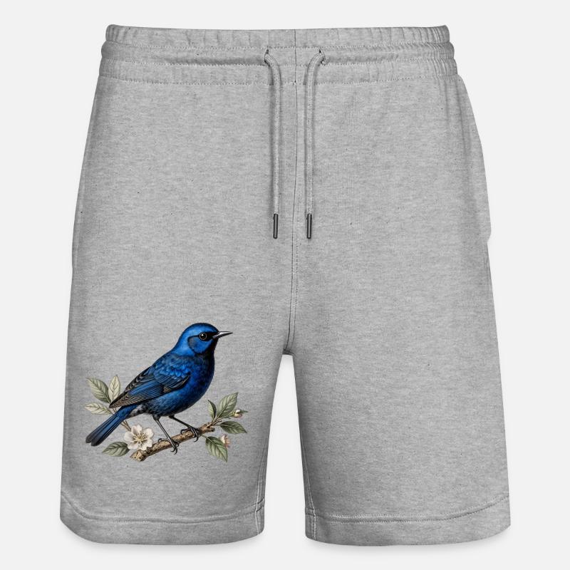 Oiseau bleu Mérion splendide (Malurus splendens) - Short de jogging bio TRAINER Stanley/Stella unisexe - gris chiné