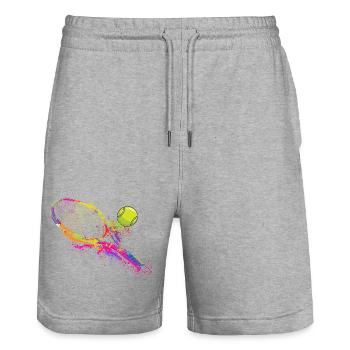 Tennisschlägerspieler, Trainer, Hofliebhaber, - Stanley/Stella Unisex Bio Joggingshorts Trainer  - Grau meliert - Vorne - Nik (191cm) & Marisol (170cm)