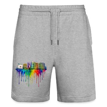 Oakland California Tropfende Kunst - Stanley/Stella Unisex Bio Joggingshorts Trainer  - Grau meliert - Vorne - Nik (191cm) & Marisol (170cm)