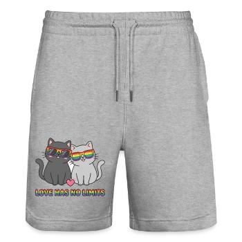 LGBTQ-Pride-Monat – Liebe kennt keine Grenzen - Stanley/Stella Unisex Bio Joggingshorts Trainer  - Grau meliert - Vorne - Nik (191cm) & Marisol (170cm)